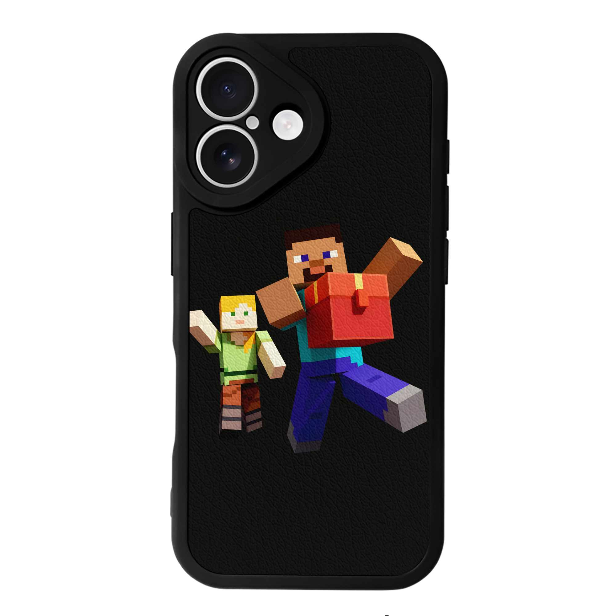 （画像用） マインクラフト ブロックの世界 Minecraft MC Block world 【iPhone 16シリーズ対応】シリコンスマホケース（レザー調） 材質：シリコン